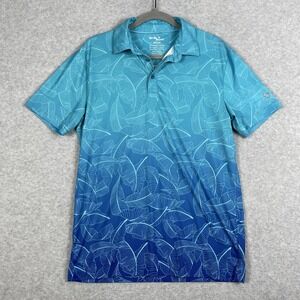 Birdie Bound Ombre Golf Polo Shirt Mens S Performance Feather Print Stretch